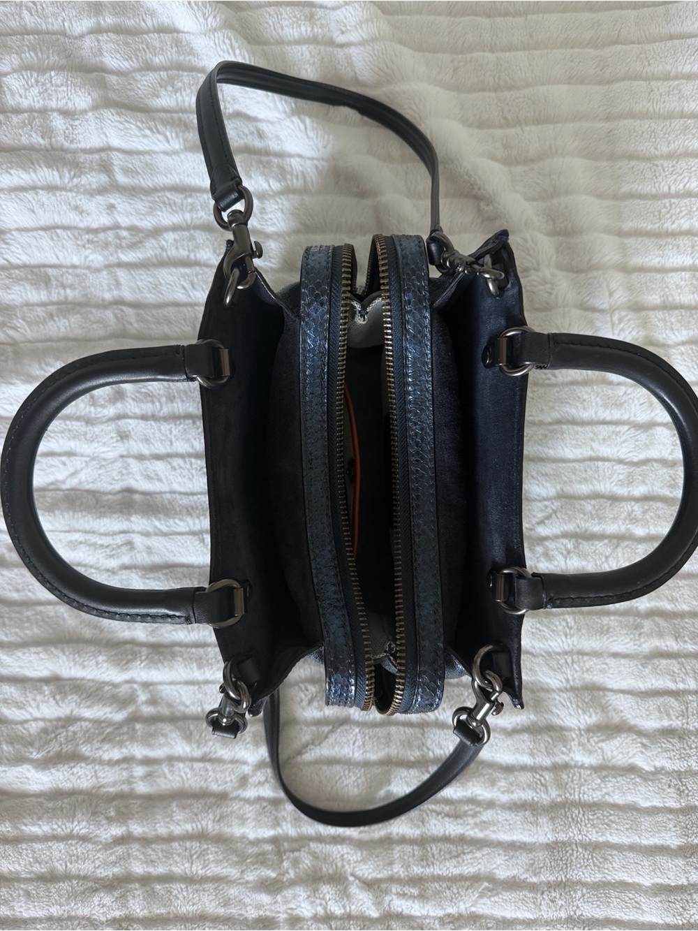 Coach Black Double-Zip Satchel with Top Handles